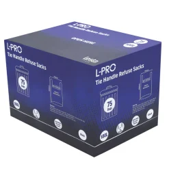 L-PRO Black Tie Handle Refuse Sacks/Bin Liners In Dispenser Box 100Ltr 75 Pack -Maypole Shop 129FH A4
