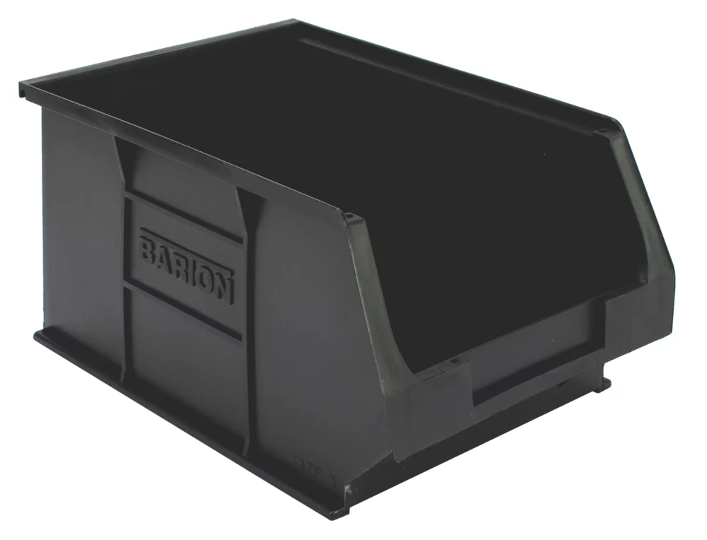 Essentials Barton TC3 Semi-Open-Fronted Recycled Storage Containers Black 10 Pack 1 Essentials Barton TC3 Semi-Open-Fronted Recycled Storage Containers Black 10 Pack