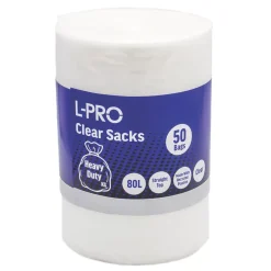 L-PRO Clear Bin Liners 80Ltr 50 Pack