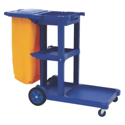 Essentials Blue 3-Shelf Cleaning Trolley With Bag & Lid
