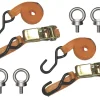 Van Guard Ratchet Tie-Down Straps With Hooks & Eye Bolts 2.5m X 25mm 2 Pack
