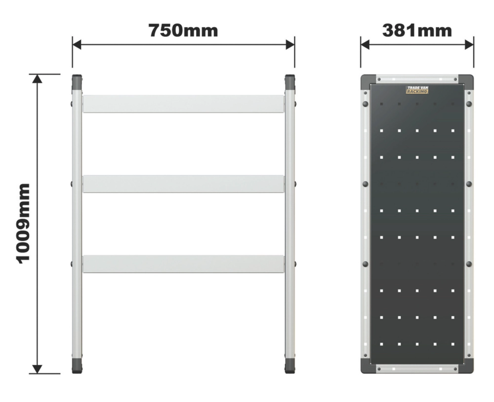 Van Guard Universal Trade Van Racking Unit (3 Straight Shelves) 750 X 381 X 1009mm 5 Van Guard Universal Trade Van Racking Unit (3 Straight Shelves) 750 X 381 X 1009mm - Image 5
