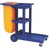 Essentials Blue 3-Shelf Cleaning Trolley With Bag