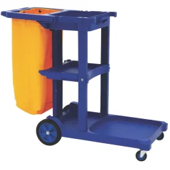 Essentials Blue 3-Shelf Cleaning Trolley With Bag