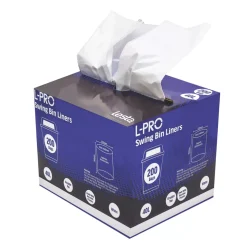 L-PRO White Swing Bin Liners In Dispenser Box 40Ltr 200 Pack
